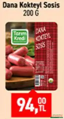 TARIM KREDİ DANA KOKTEYL SOSİS 200 G fiyat ve kampanya bilgisi
